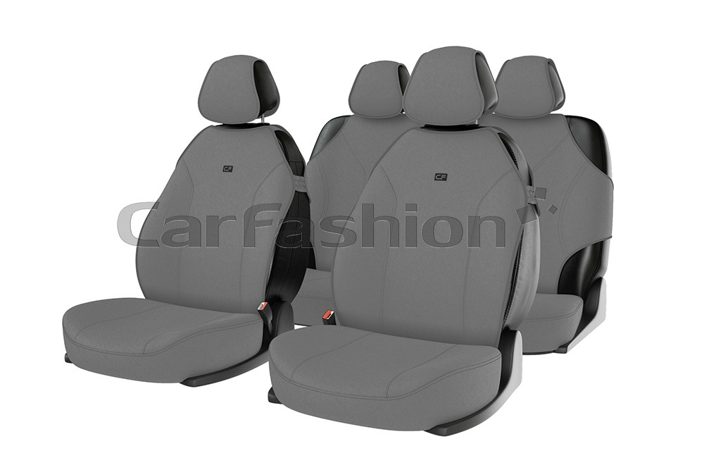 Накидки сидений ПОЛНЫЙ CarFashion (кт) -«BINGO» 22002 -Трикотаж серый/серый/серый/LOGO черный