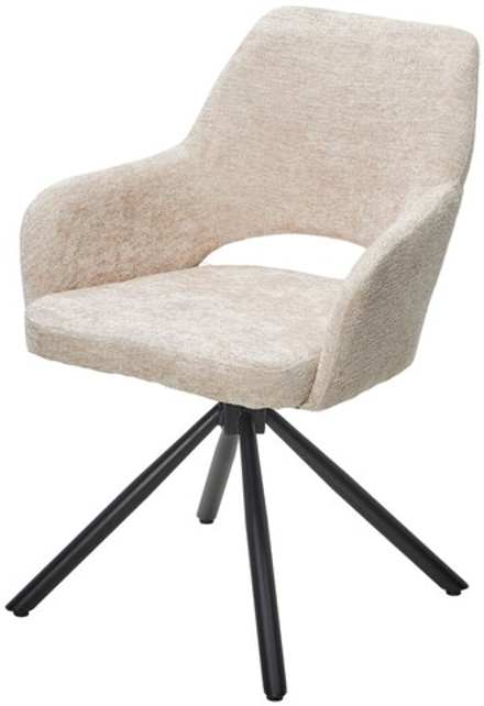 Стул М-City DISAUR Нури (Nuri) поворотный на 180 градусов, 3018-10 Бежевый, Шенилл, Черный каркас