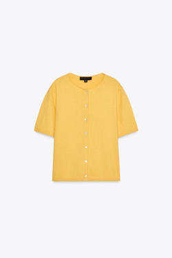 ZARA ОДНОТОННЫЙ КАРДИГАН, ЖЕЛТЫЙ