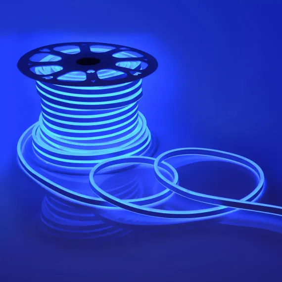 Неон гибкий двухсторонний 16*9 мм., 24V, синие LED лампы 120 шт на 1 м, бухта 50 м, Beauty Led (LCN1