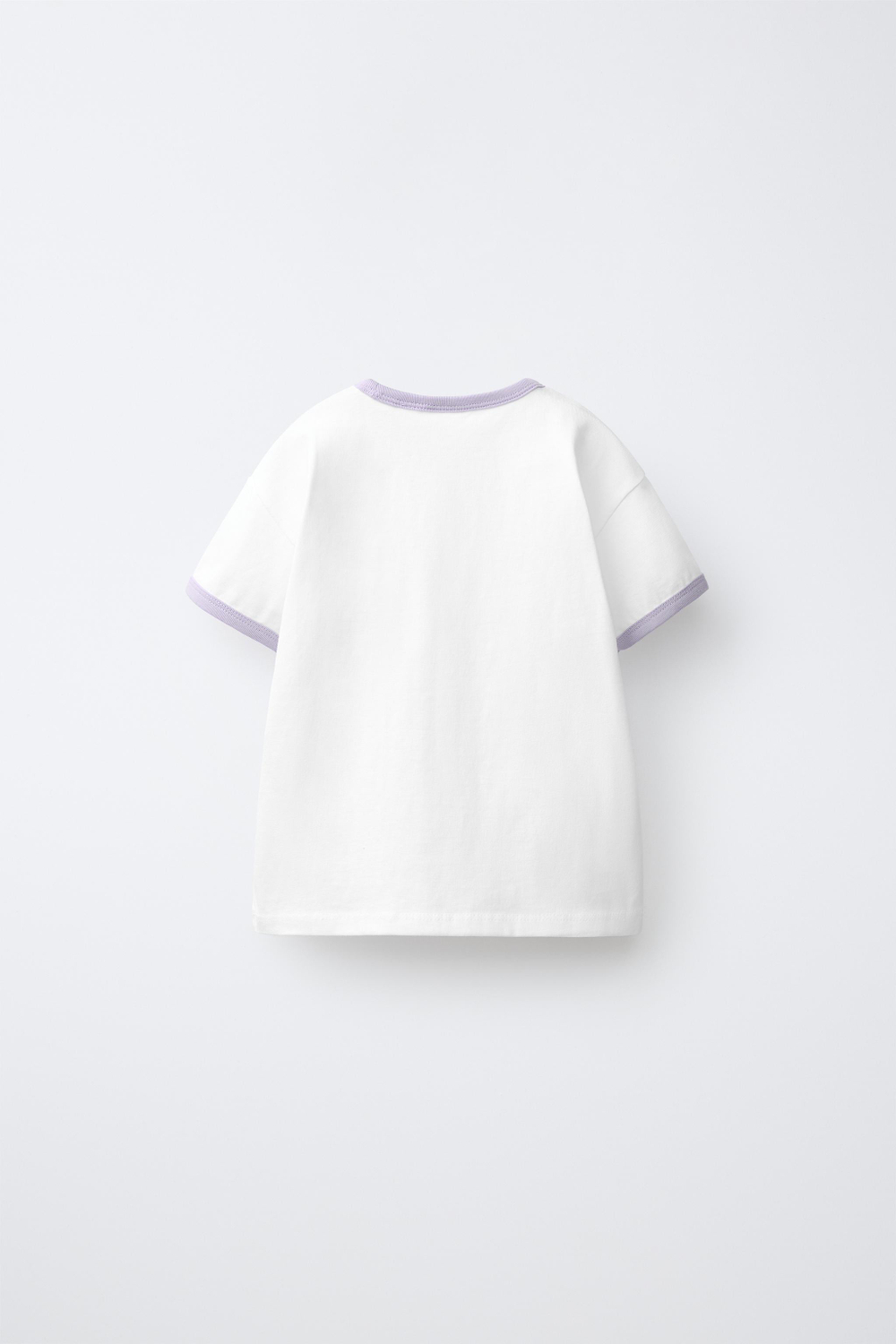ZARA ФУТБОЛКА С КОНТРАСТНОЙ ВЫШИВКОЙ, СВЕТЛАЯ МАЛЬВА
