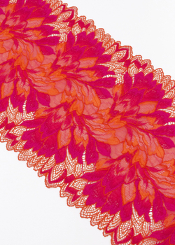 Эластичное кружево фуксия с оранжевым ширина 20 см