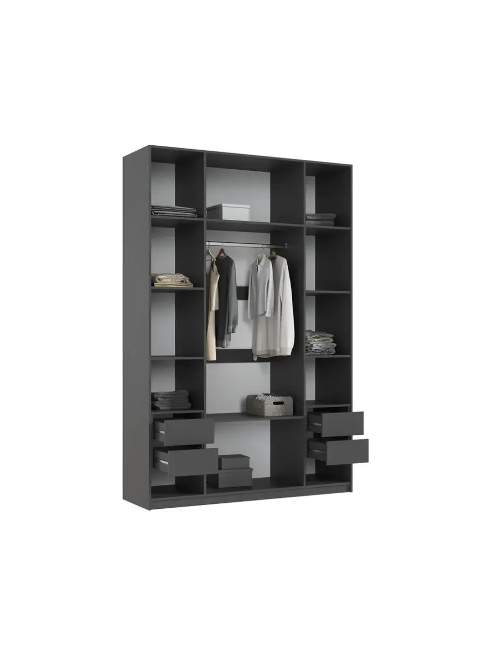 Шкаф для одежды 4 створки Браш Графит 160х51х240