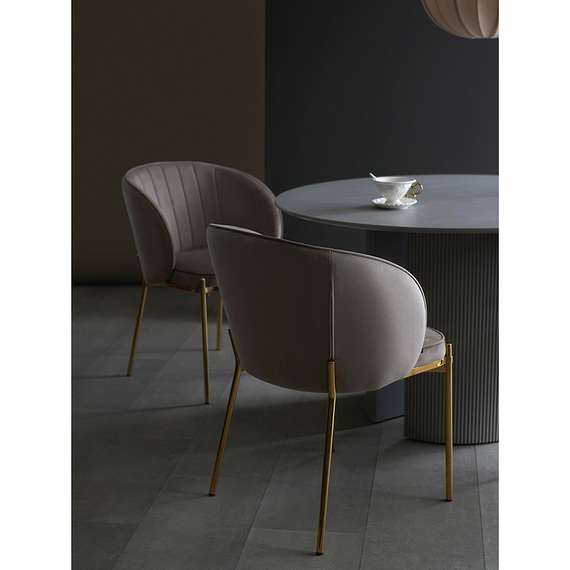 Стул Coral, серо-бежевый велюр с золотыми ножками