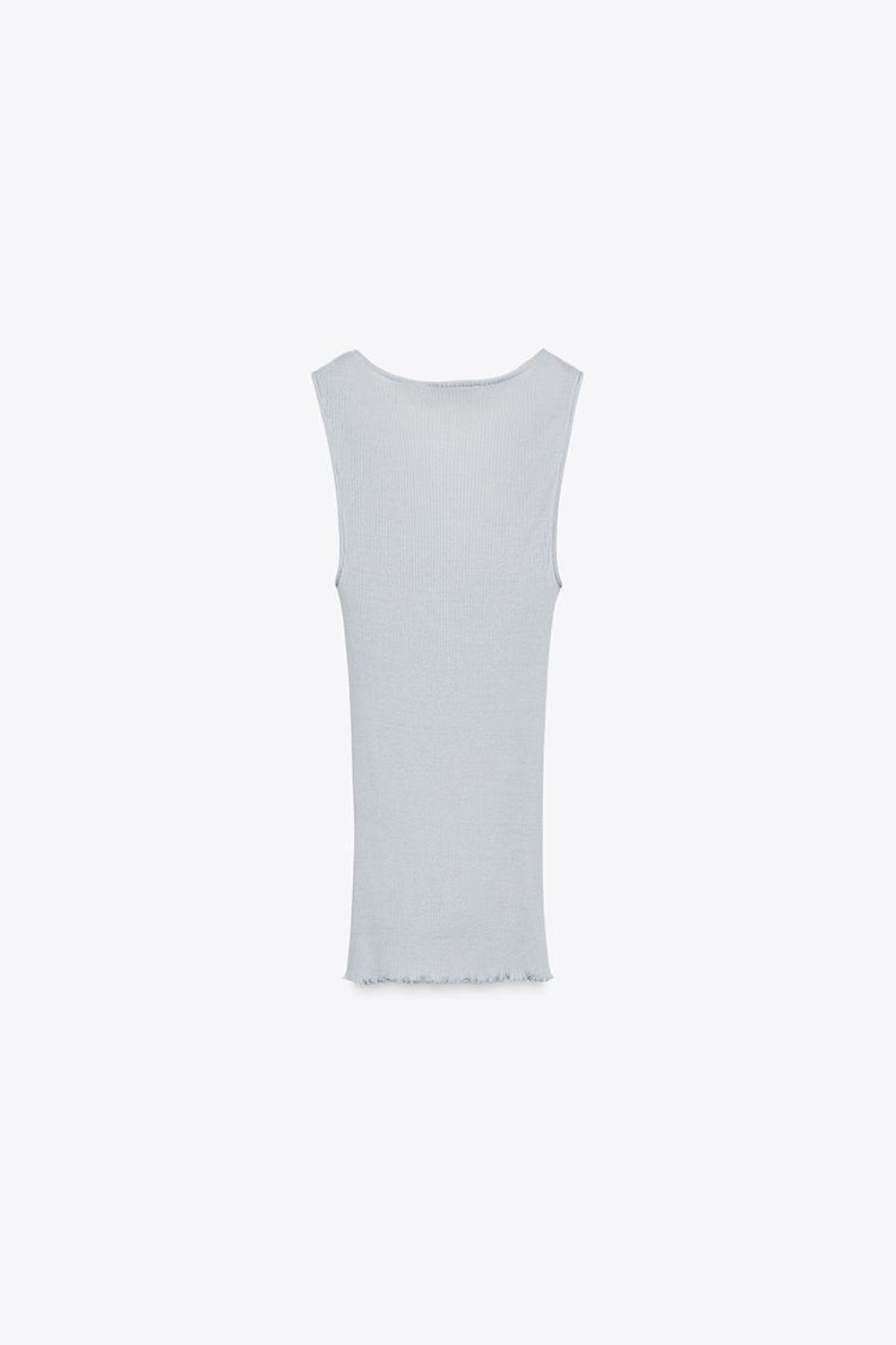 ZARA ФУТБОЛКА В РУБЧИК С КРУЖЕВОМ, СЕРО-СИНИЙ