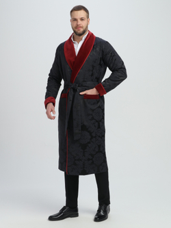 Халат из облегченного жаккарда с бархатной отделкой