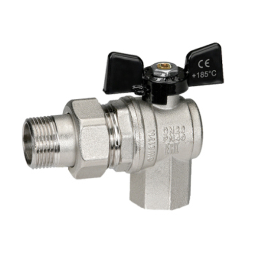 Кран шаровой со сгоном угловой 3/4'' бабочка BUGATTI серия OREGON 594 (Италия)