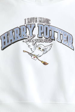 H&M Толстовка с капюшоном и принтом, белый