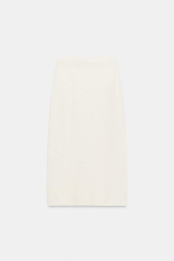 ZARA ПРЯМАЯ ЮБКА ИЗ СТРУКТУРНОГО ТРИКОТАЖА, ЭКРЮ