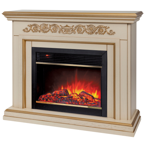 Каминокомплект Real Flame Leticia 26 WT-619G с очагом Moonblaze Deluxe Brass