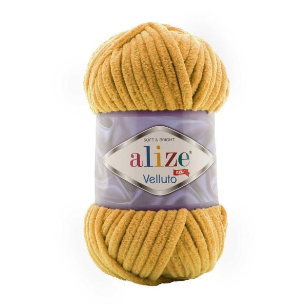 Пряжа Alize (Ализе) Velluto / уп.5 мот. по 100 г, 68м, 002 желтый A