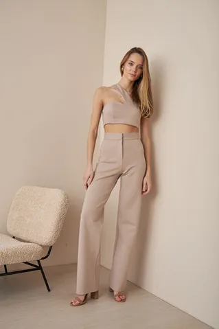 Брюки прямые из джерси цвета какао