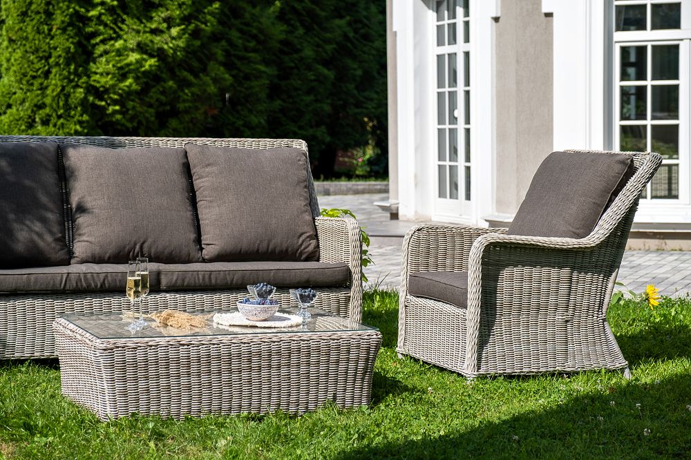 "Гляссе" лаунж-зона из искусственного ротанга, цвет бежевый