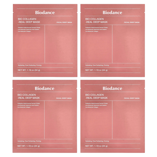 Biodance, маска для лица с биоколлагеном, 4 шт. по 34 г (1,19 унции)