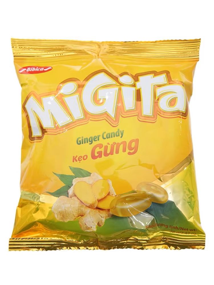 Конфеты леденцовые Bibica Migita со вкусом имбиря 70 г x 4 шт