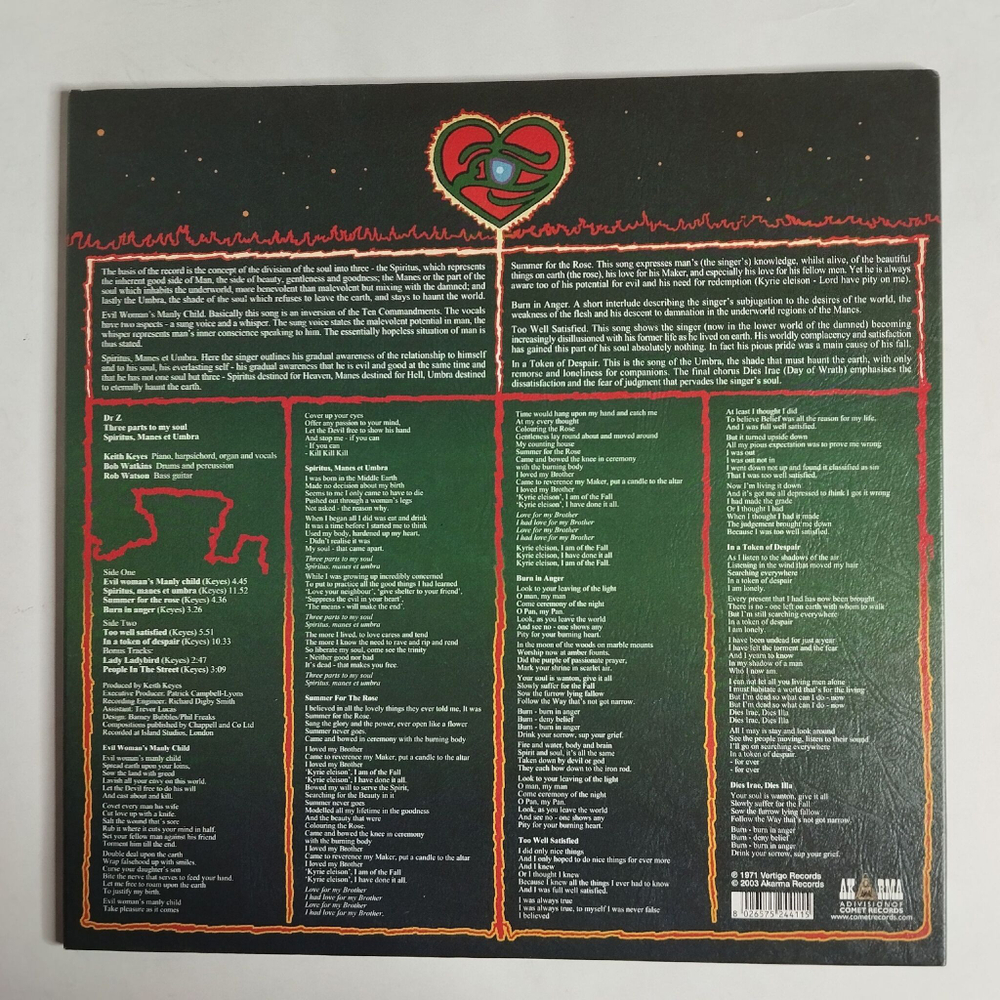 Винтажная виниловая пластинка LP Dr. Z Three Parts To My Soul (Italy 2003) Akarma