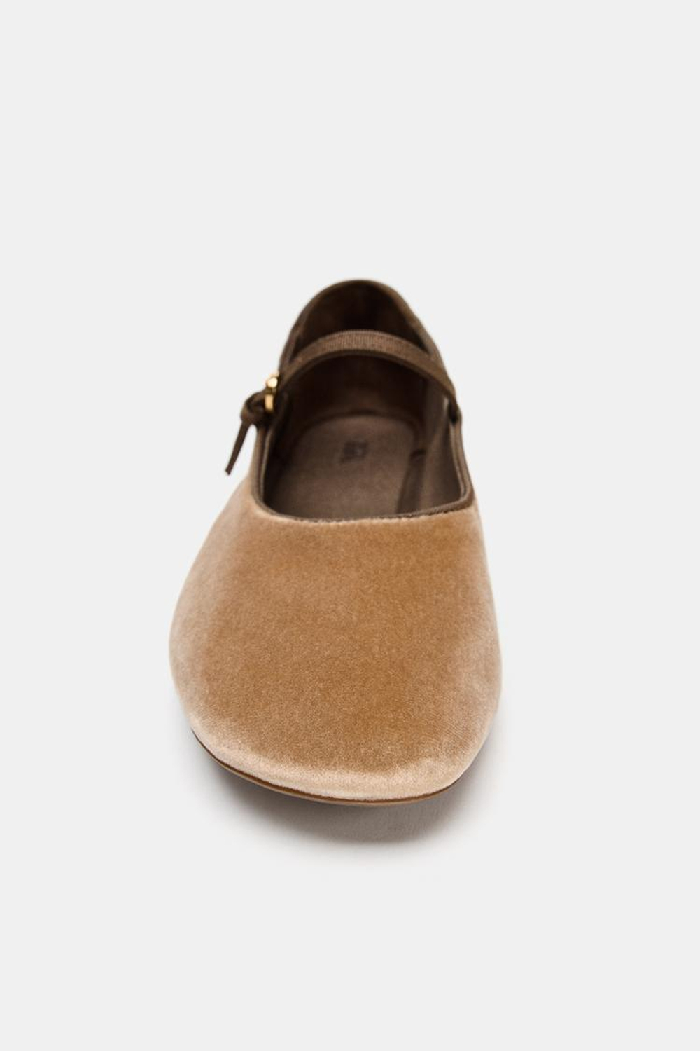 ZARA БАЛЕТКИ ИЗ БАРХАТИСТОЙ ТКАНИ, ПЕСОЧНО-КОРИЧНЕВЫЙ