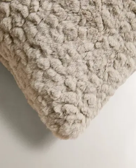 ZARA HOME НАВОЛОЧКА ДЛЯ ДЕКОРАТИВНОЙ ПОДУШКИ ИЗ ИСКУССТВЕННОЙ ШЕРСТИ, СЕРЫЙ