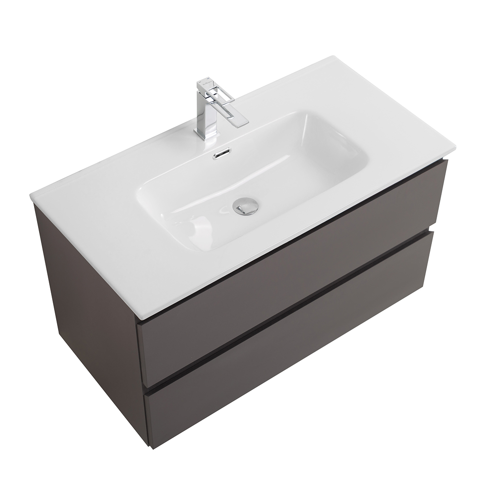 Тумба с раковиной подвесная BelBagno KRAFT-1000-2C-SO-GSO Темно-Серый матовый, раковина белая BB1000ETL