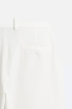 ZARA БРЮКИ КОМФОРТНОЙ ПОСАДКИ ИЗ РЕЛЬЕФНОЙ ТКАНИ, ЖЕЛТОВАТО-БЕЛЫЙ