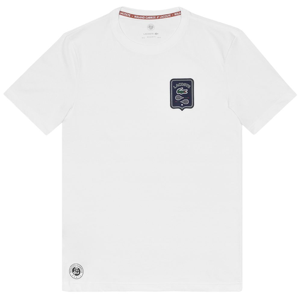 Мужская теннисная футболка Lacoste Sport Roland Garros Edition Badge T-shirt - white