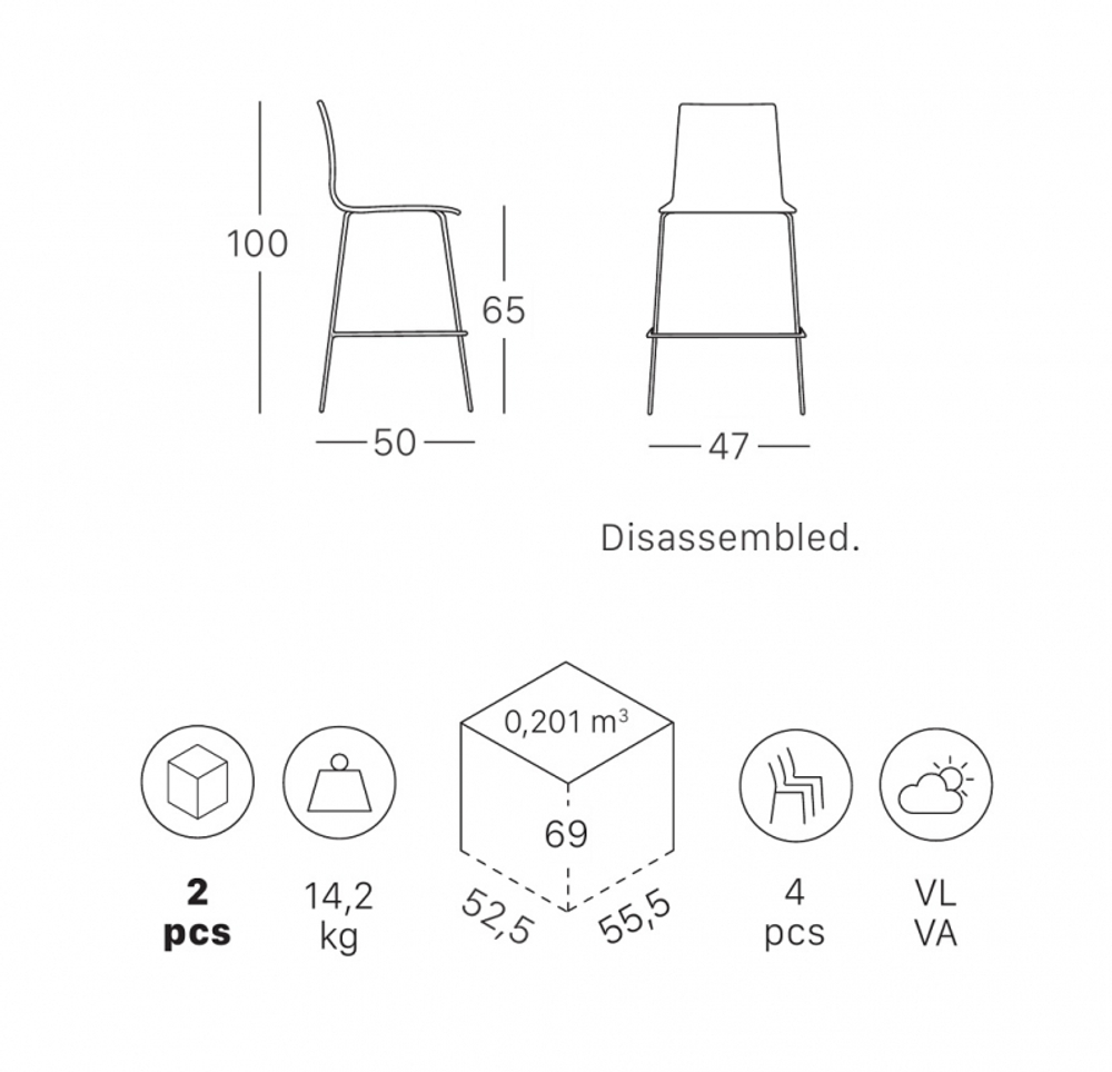 Стул полубарный пластиковый Scab Design Alice Barstool, хром, тортора