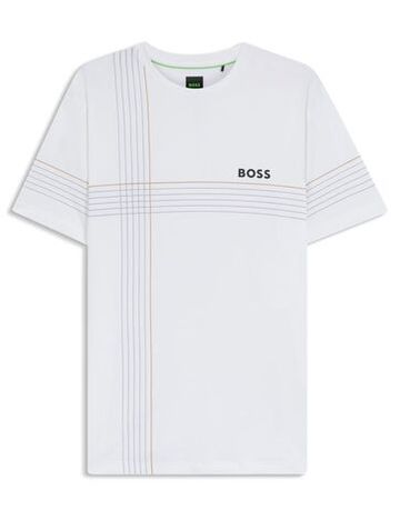 Мужская теннисная футболка BOSS Check Pro TOC Slim - bright white