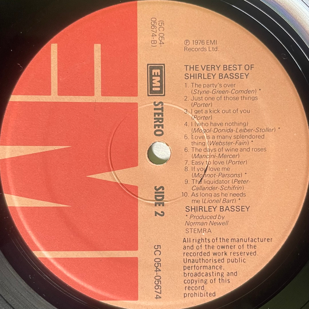 Shirley Bassey ‎– The Very Best Of Shirley Bassey (Голландия 1976г.)