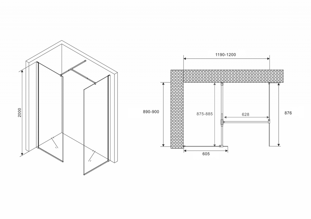 Душевой уголок ABBER Immer Offen AG67129B