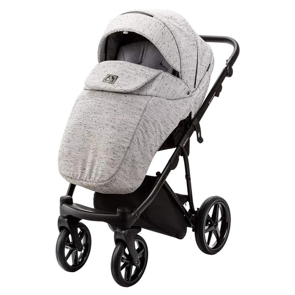 Детская коляска Adamex Porto 2 в 1 PO-PS12B (СВ.СЕР.БЕРЕЗКА+ЧЕРНАЯ КОЖА)