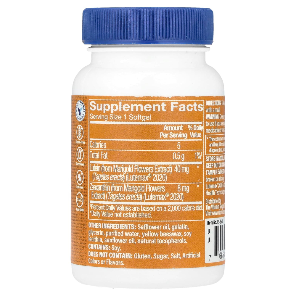 The Vitamin Shoppe, Лютеин с зеаксантином, 60 мягких таблеток