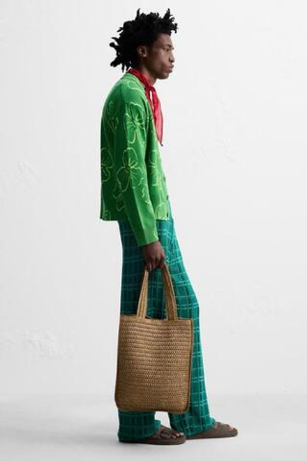 ZARA ПЛЕТЕНАЯ СУМКА-ШОПЕР, СВЕТЛО-БЕЖЕВЫ