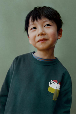 ZARA ФУТБОЛКА С ПРИНТОМ «МЕДВЕДЬ», ГЛУБОКИЙ СИНИЙ