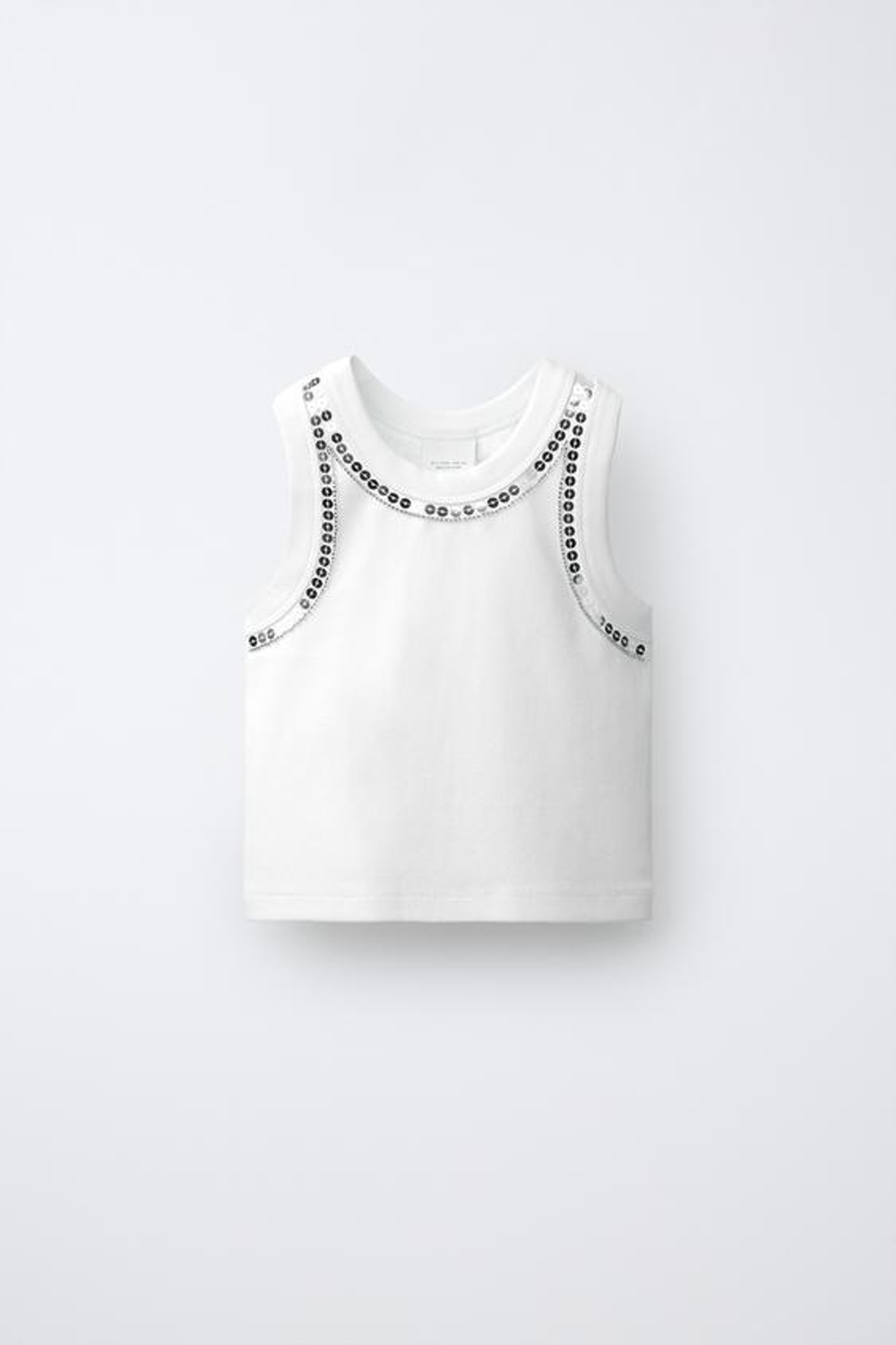 ZARA ТОП С ПАЙЕТКАМИ, БЕЛЫЙ