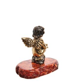 Народные промыслы AM-2838 Фигурка «Амурчик задумчивый» (латунь, янтарь)