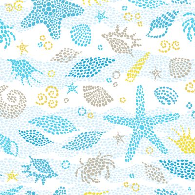 На пляже. Морские звезды, крабы, раковины, песок, море...