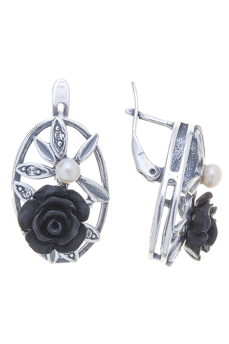 "Кечи" серьги в серебряном покрытии из коллекции "Rosaire" от Jenavi  с английским замком