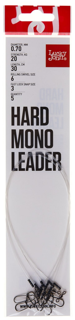 Поводки LJ HARD MONO оснащ. вертл. и застеж. 20кг 30см 5шт.