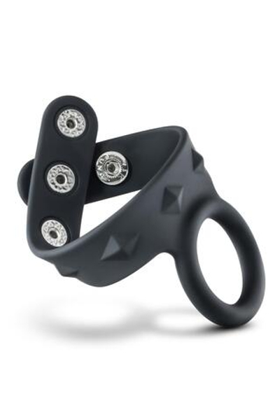 Черное эрекционное кольцо с подхватом мошонки на кнопках VS6 (Цвет: черный)