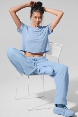 Alo yoga Футболка с короткими рукавами, светло-голубой