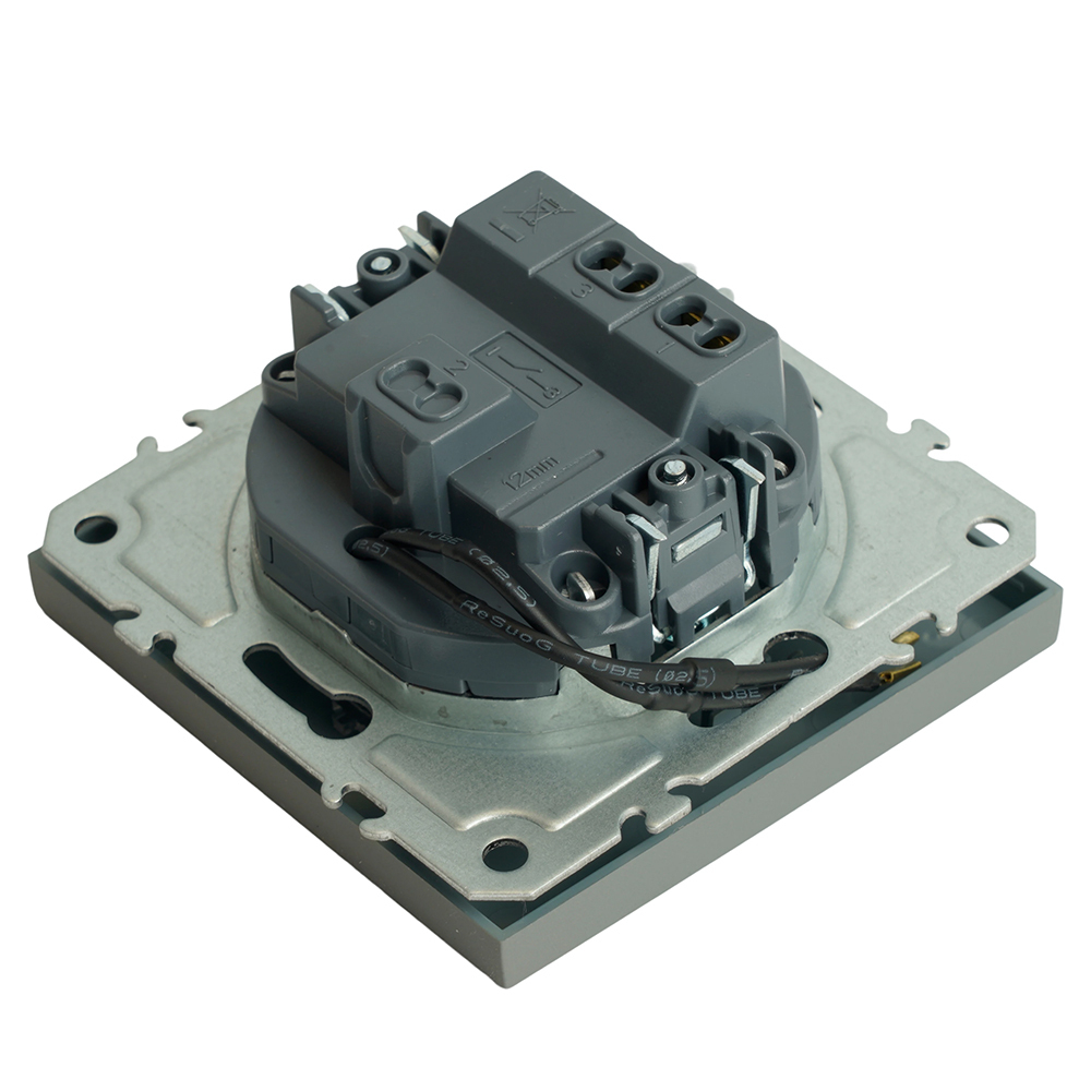 Выключатель 1-клавишный c индикатором (механизм), STEKKER, 250В, 10А, серия Эмили, RSW10-5101-10, платиново-серый, soft touch 49941