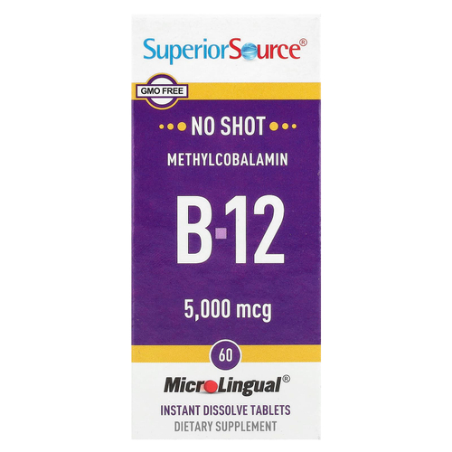 Superior Source, метилкобаламин, витамин B12, 5000 мкг, 60 быстрорастворимых таблеток MicroLingual®