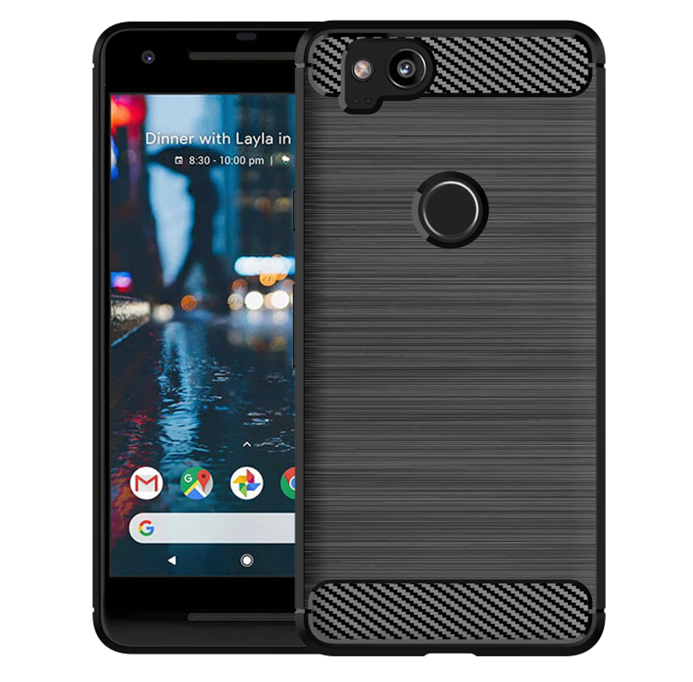 Чехол на Google Pixel2 цвет Black (черный), серия Carbon от Caseport