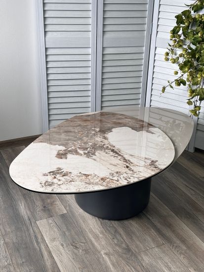 Стол кофейный NIKLAS PANDORA керамика на стекле и окрашенный МДФ/ темно-серый МДФ каркас