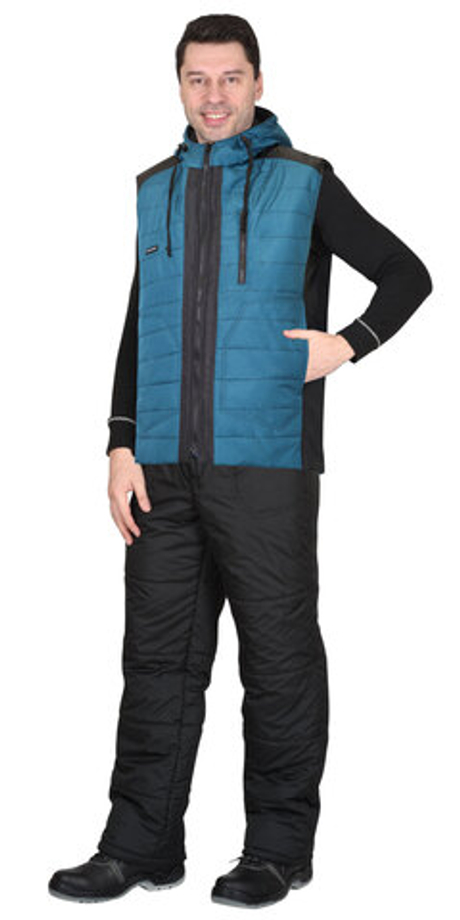 Жилет "Урбан" морская волна с черным (ЧЗ) тк. Дюспо