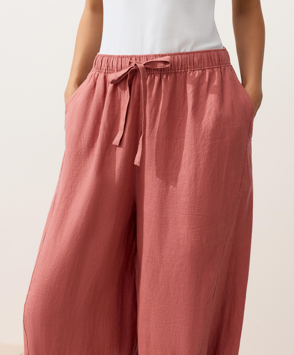 OYSHO Брюки-баллоны из 100% льна, коралловый