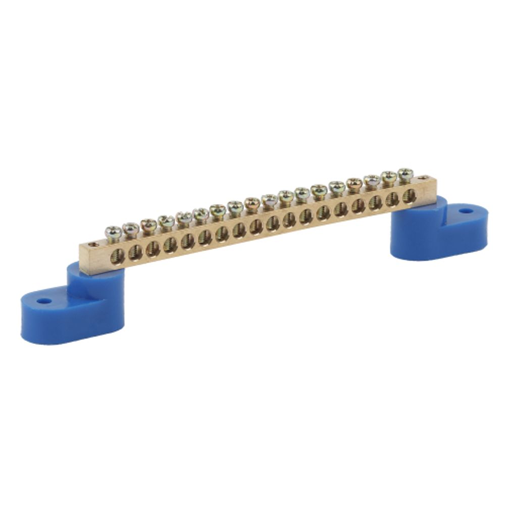 Шина ЭРА NO-222-61 N ноль на двух угловых изоляторах ШНИ-6х9-18-У2-синий | Шины N, PE, PEN