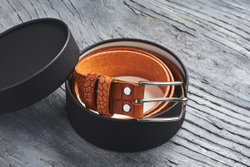 Ремень из крупной текстурной кожи (змея), цвет «тициан», хромированная пряжка