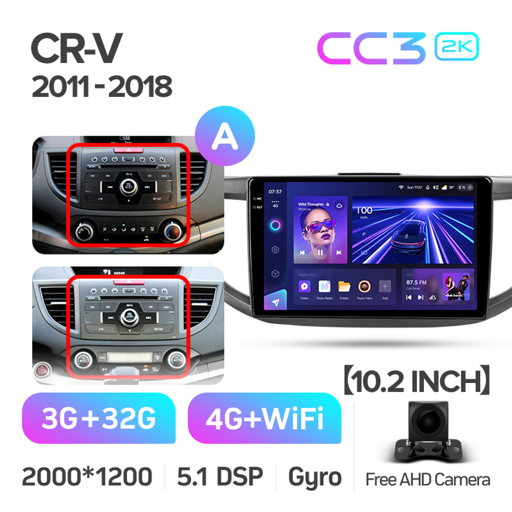 Teyes CC3 2K 10,2"для Honda CR-V 2011-2018