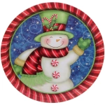 Поднос жестяной 32см «Веселый снеговичок»